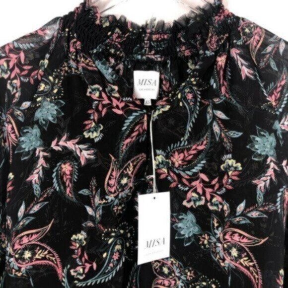 Misa Los Angeles Black Floral Blouse - Picture 11 of 12